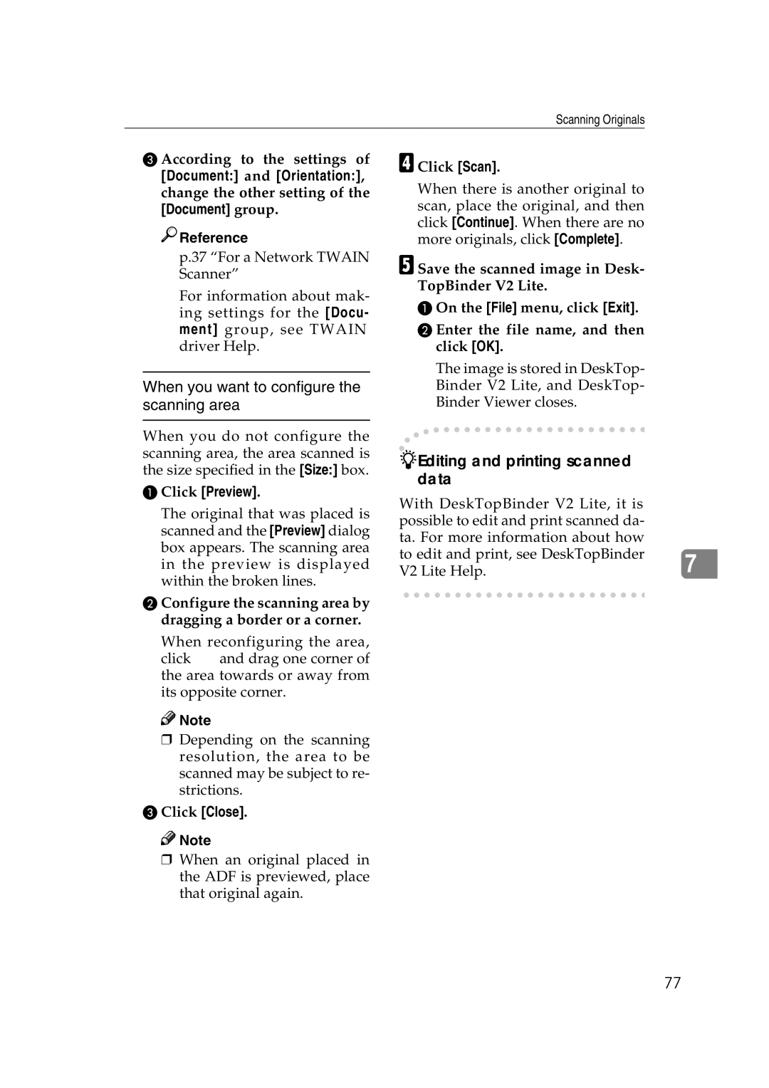 Savin 2045 appendix When you want to configure the scanning area, Click Preview, Click Close, Click Scan 