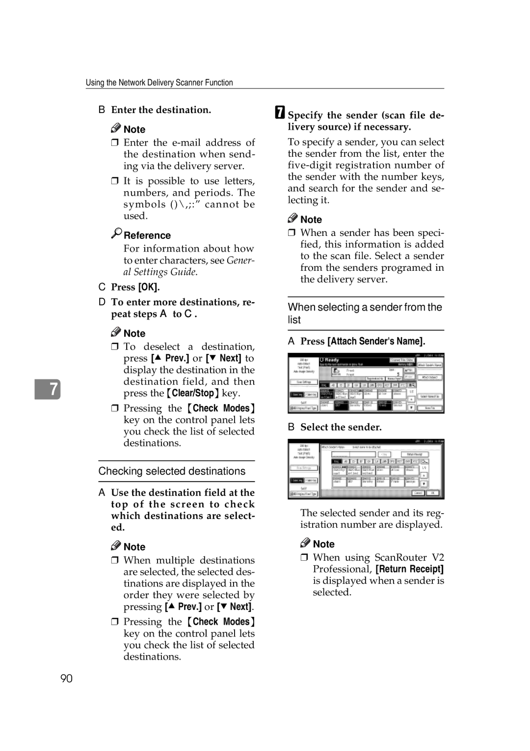 Savin 2045e appendix Enter the destination, Press OK To enter more destinations, re- peat steps a to C 