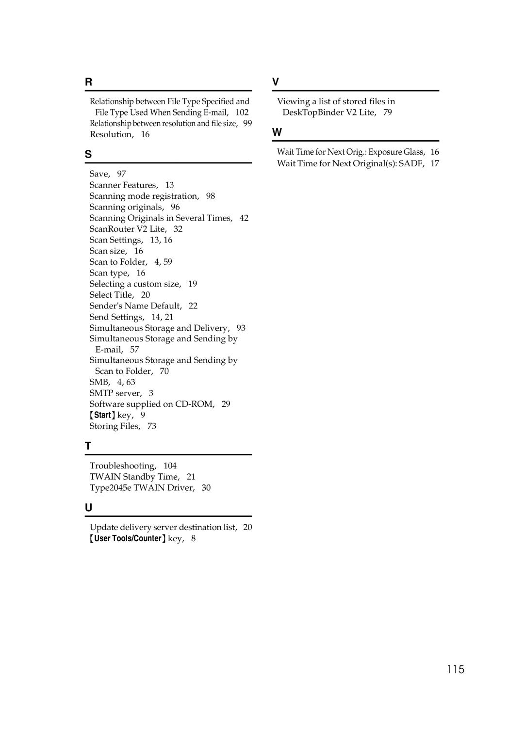 Savin 2045e appendix 115 