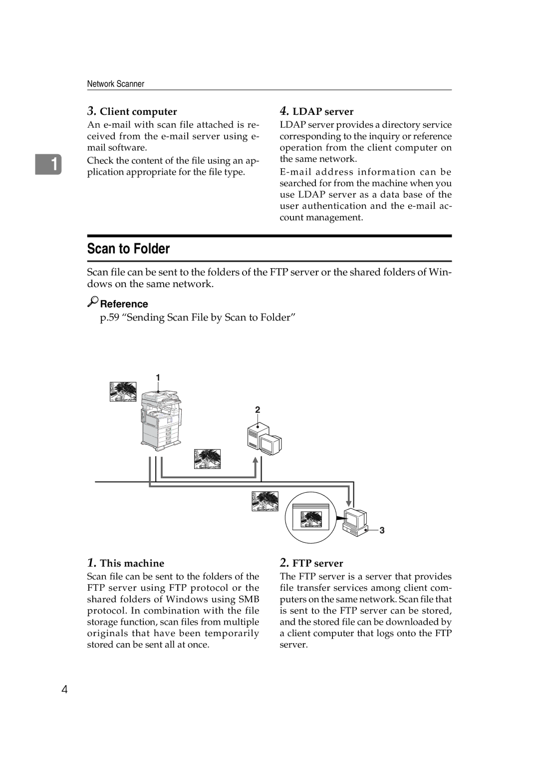 Savin 2045e appendix Scan to Folder, Client computer, Ldap server 