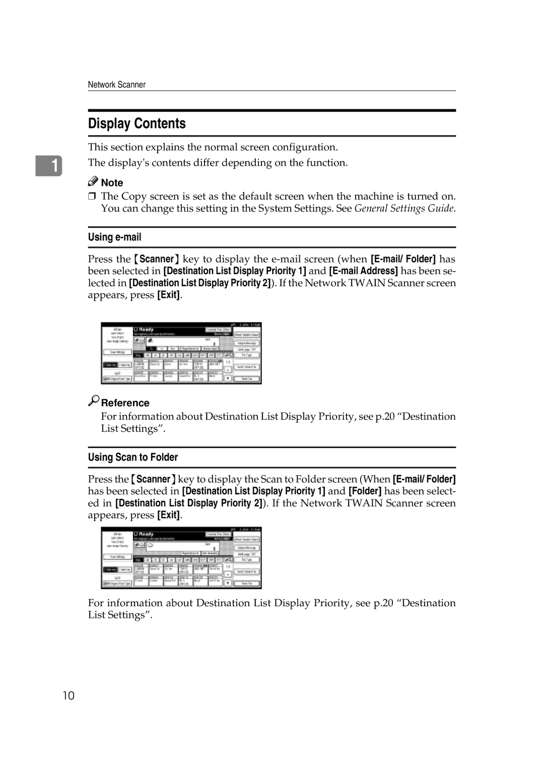 Savin 2045e appendix Display Contents 