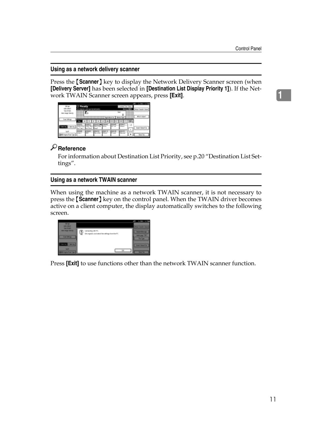 Savin 2045e appendix Using as a network delivery scanner, Using as a network Twain scanner 