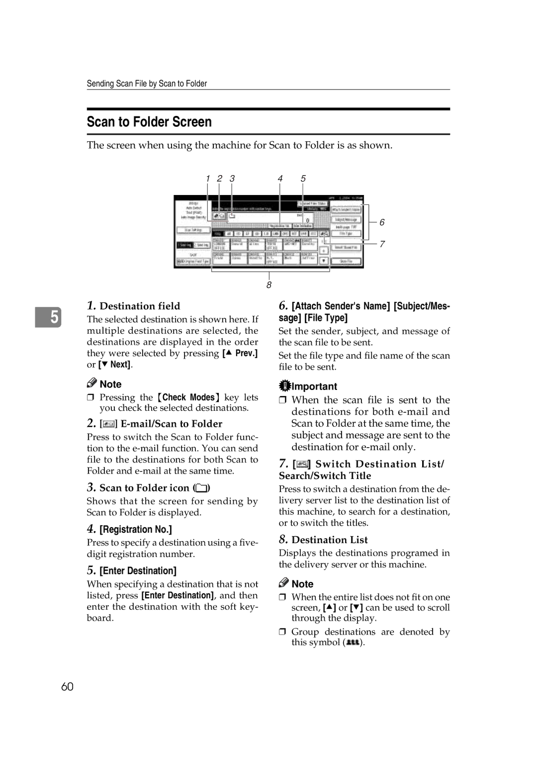 Savin 2045e appendix Scan to Folder Screen, Scan to Folder icon, Enter Destination 