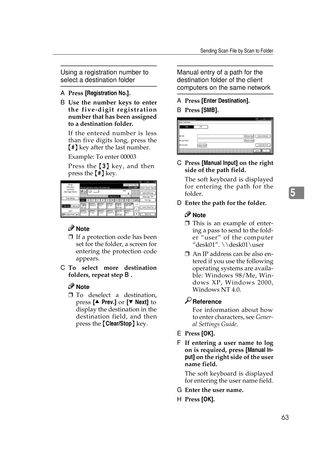 Savin 2045e appendix Using a registration number to select a destination folder, Press Enter Destination 