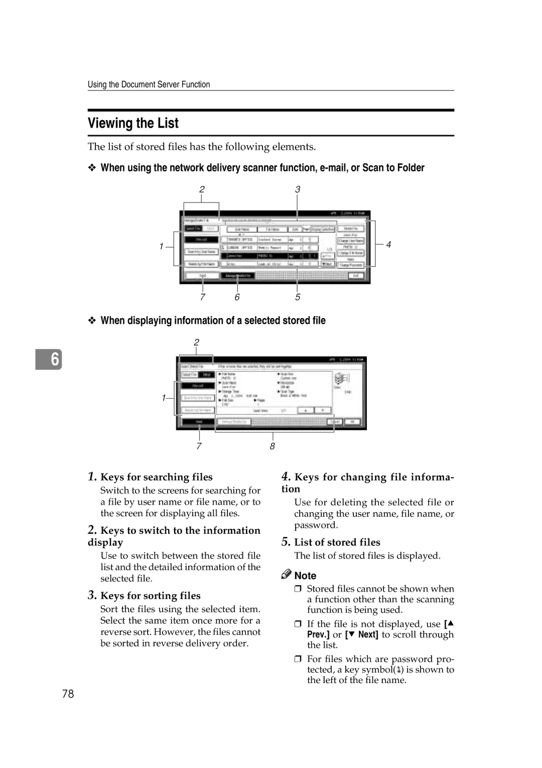 Savin 2045e appendix Viewing the List 