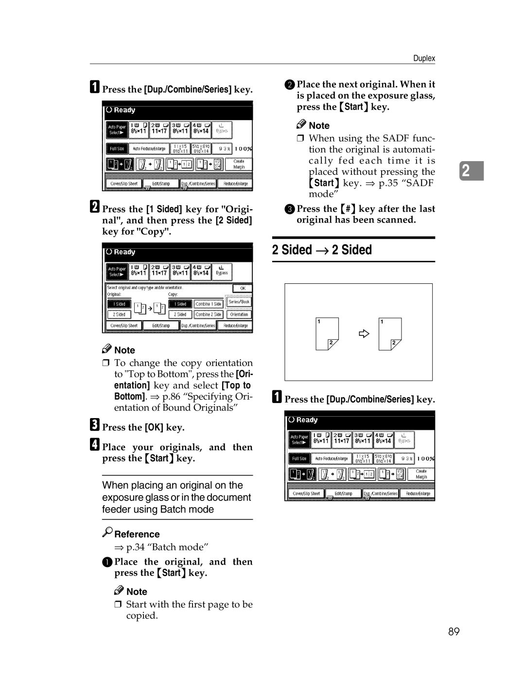 Savin 2212, 2712 Placed without pressing Start key. ⇒ p.35 Sadf, CPress the # key after the last original has been scanned 