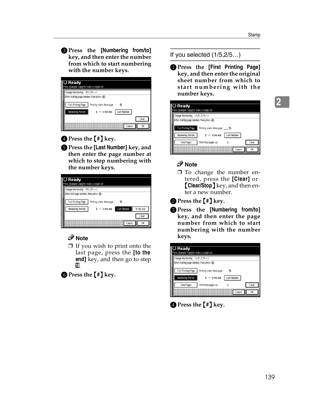 Savin 2212, 2712 manual If you selected 1/5,2/5…, 139 