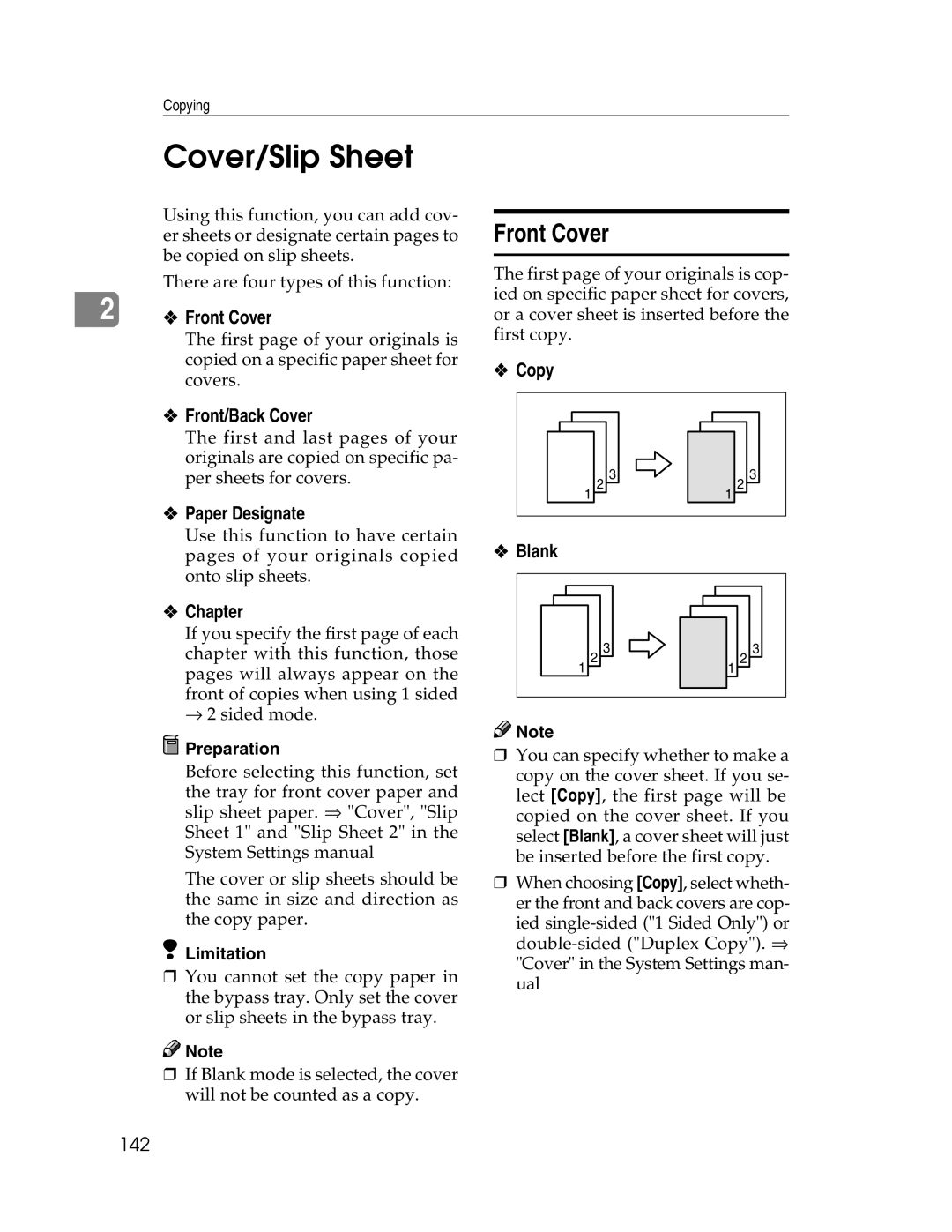 Savin 2712, 2212 manual Cover/Slip Sheet, Front Cover 