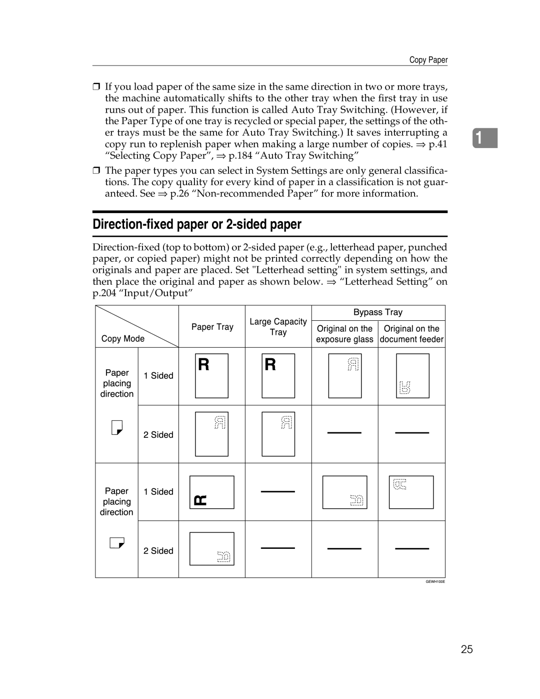 Savin 2212, 2712 manual Direction-fixed paper or 2-sided paper 