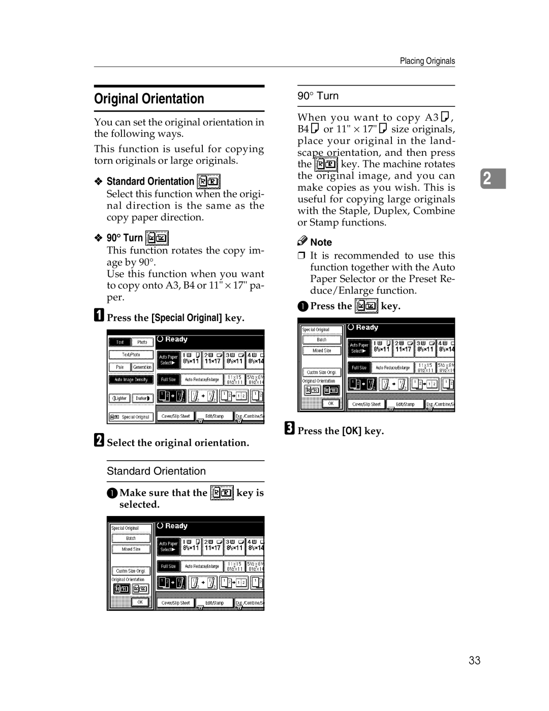 Savin 2212, 2712 manual Original Orientation, Standard Orientation, Turn 