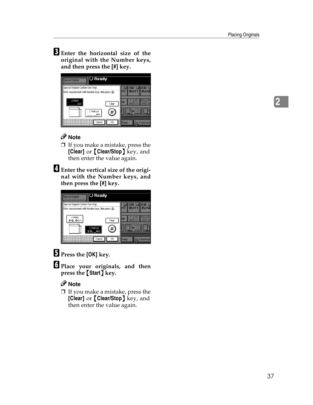 Savin 2212, 2712 manual Placing Originals 