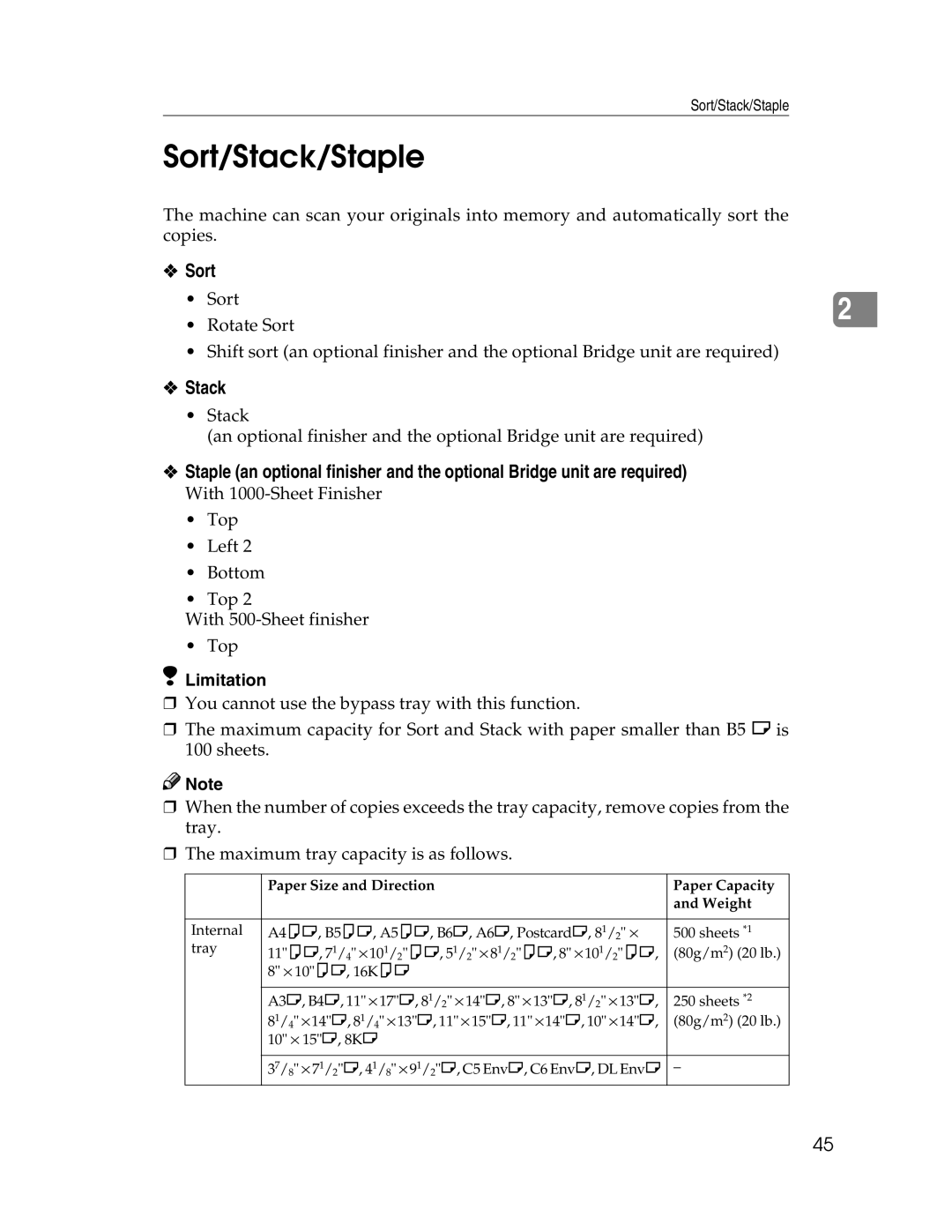 Savin 2212, 2712 manual Sort/Stack/Staple 