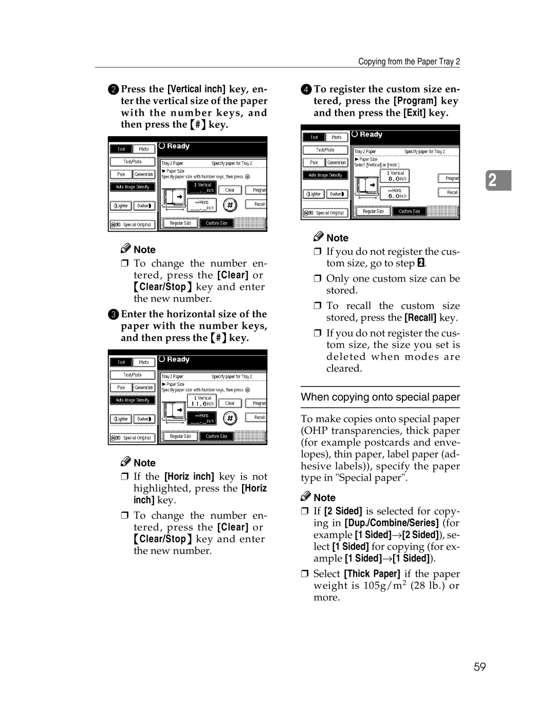 Savin 2212, 2712 manual When copying onto special paper 