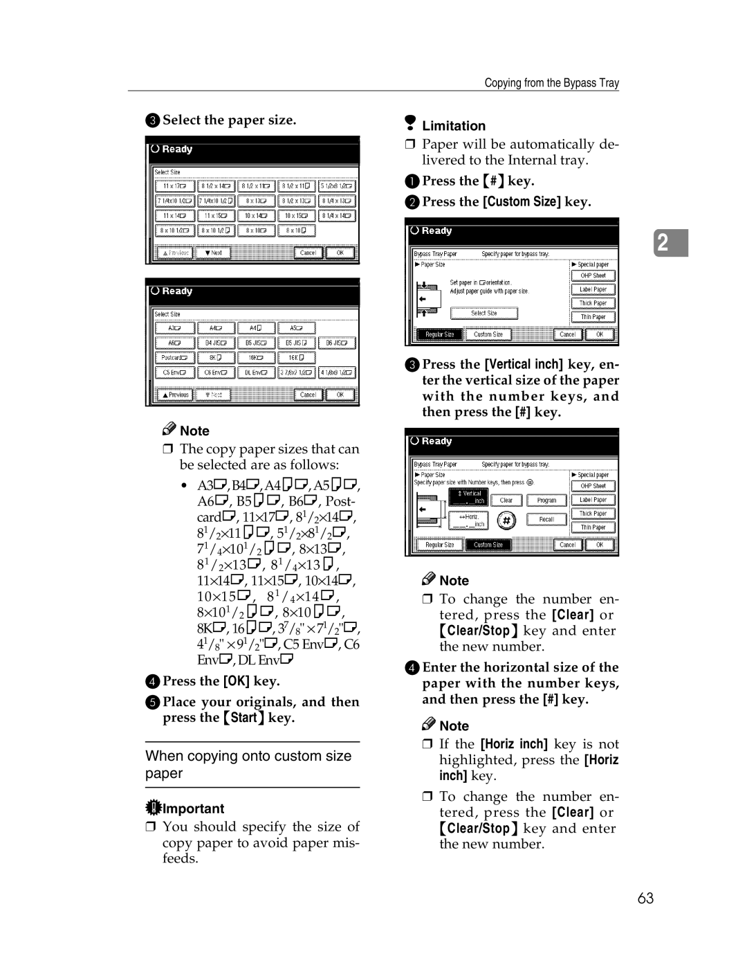 Savin 2212, 2712 manual When copying onto custom size paper, CSelect the paper size 