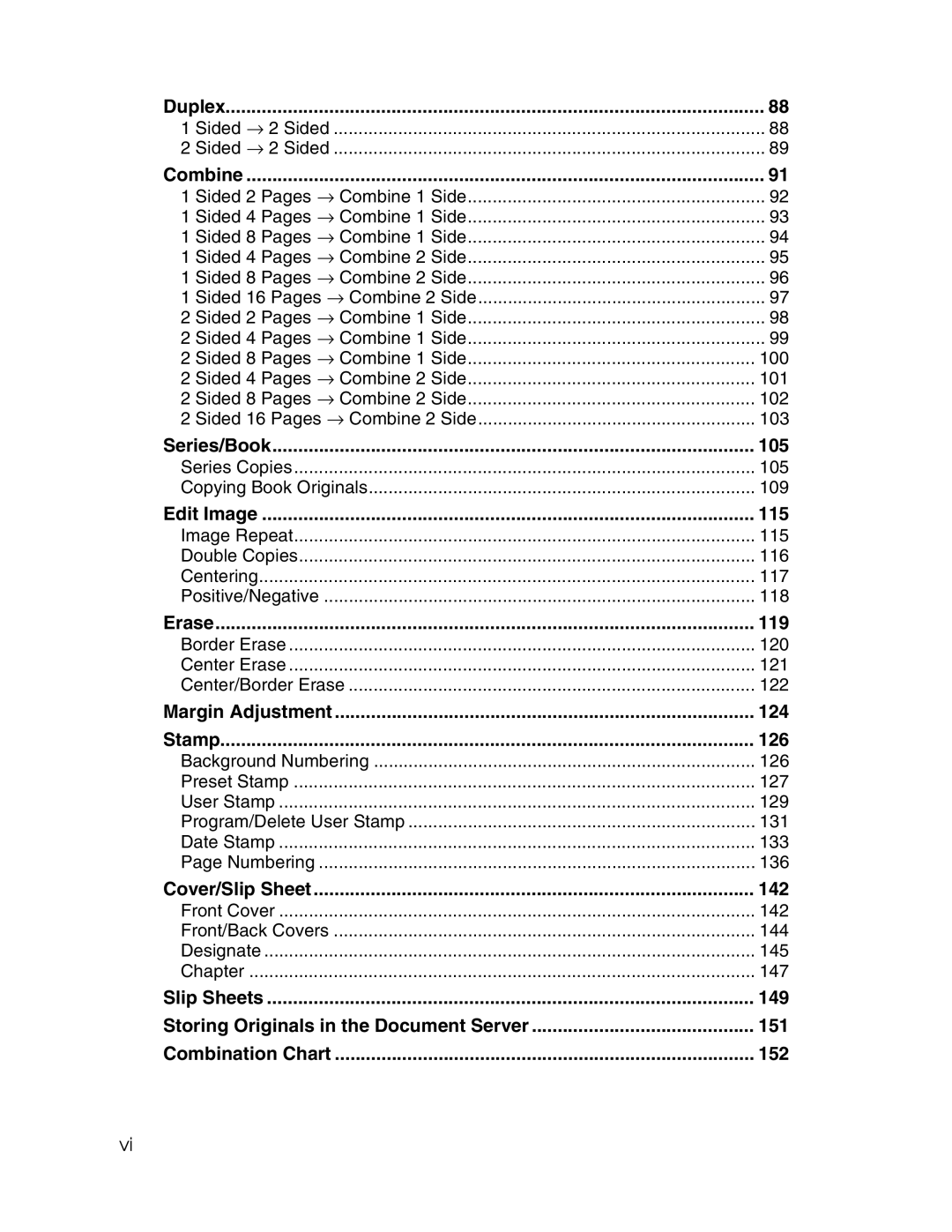 Savin 2712 Duplex, Combine, Series/Book 105, Edit Image, Erase, Margin Adjustment, Stamp, Cover/Slip Sheet, Slip Sheets 