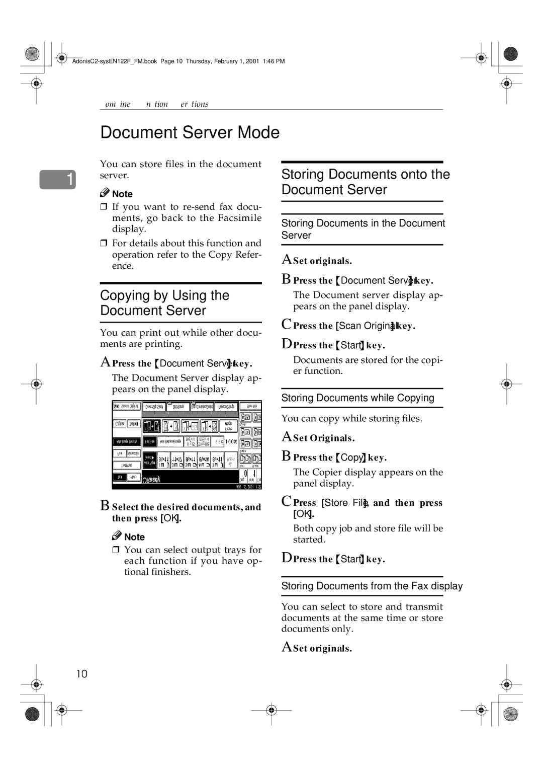 Savin 4502P, 2335, 3502P Document Server Mode, Copying by Using Document Server, Storing Documents onto the Document Server 