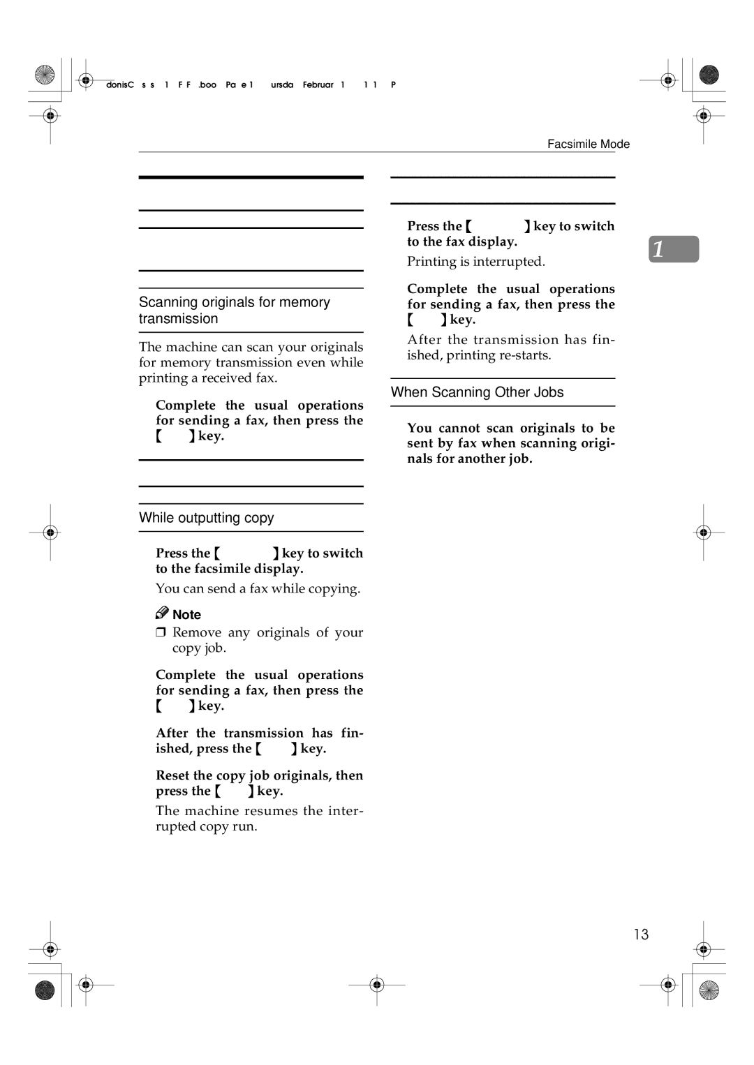 Savin 2335, 3502P, 2545, 4502P, 2535P Sending a Fax, Sending a fax while printing a received fax, Sending a fax while copying 