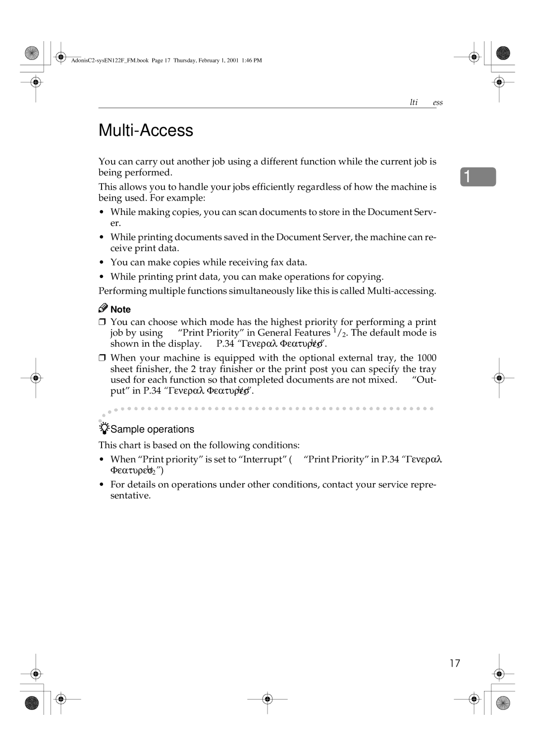 Savin 2535P, 2335, 3502P, 2545, 4502P, 2345 manual Multi-Access, Sample operations 