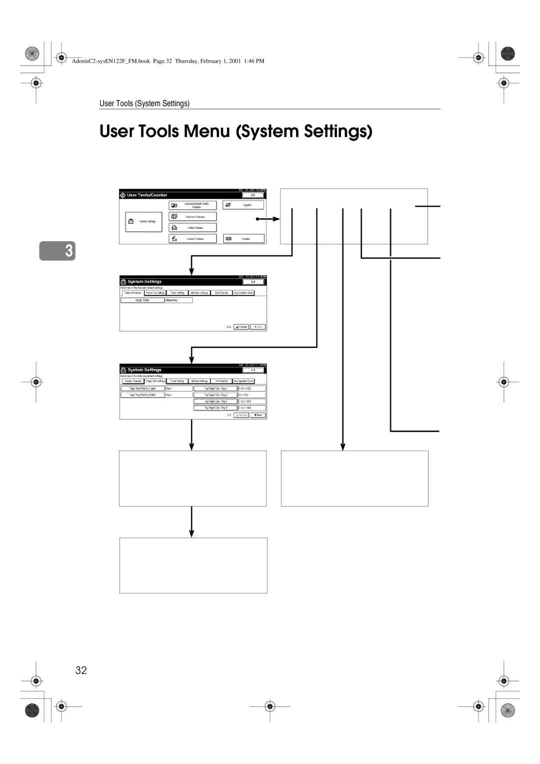 Savin 3502P, 2335, 2545, 4502P, 2535P, 2345 manual User Tools Menu System Settings 