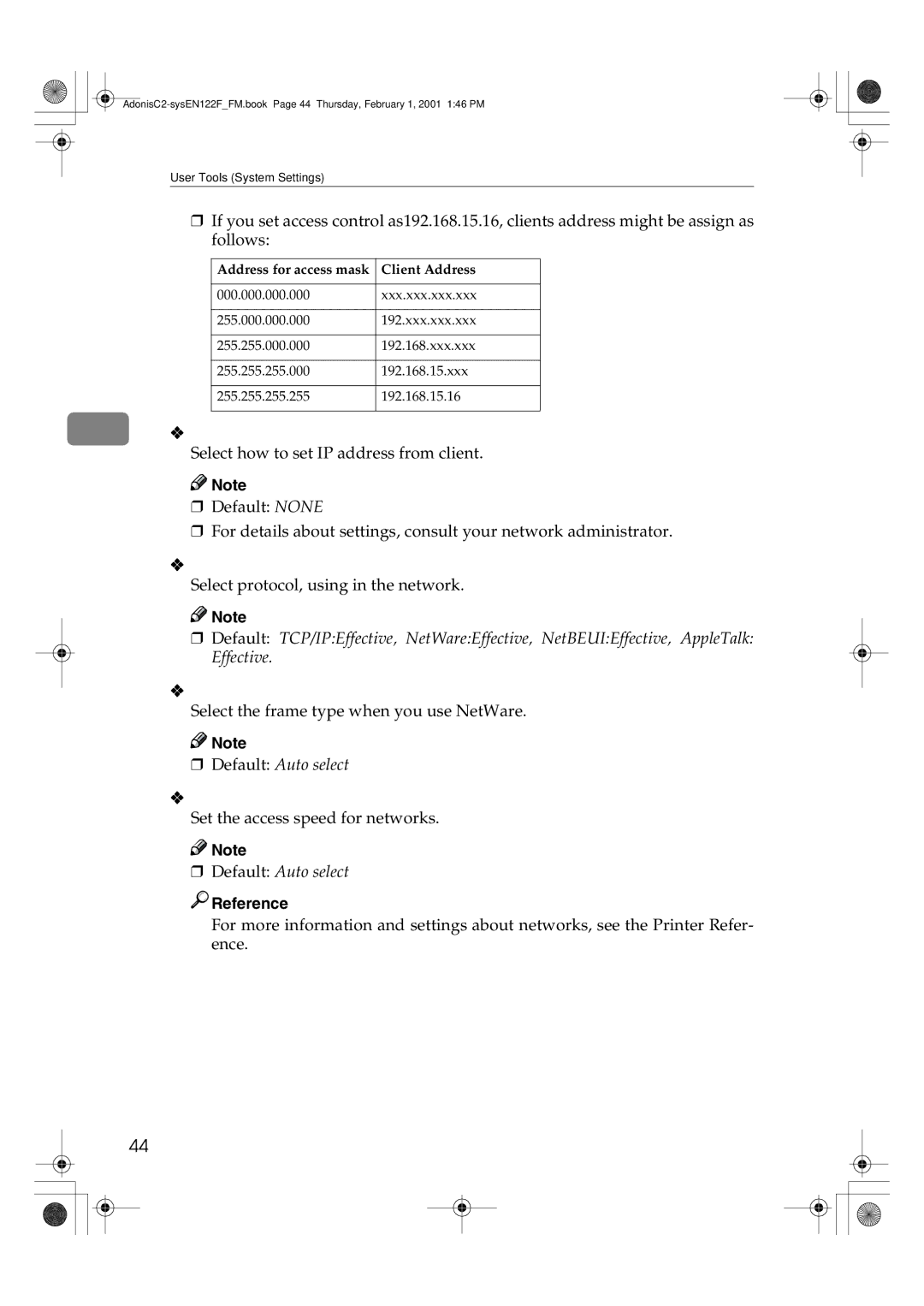 Savin 3502P, 2335, 2545, 4502P, 2535P, 2345 manual Network Boot, Effective Protocol, NW Frame Type, Ethernet Speed 