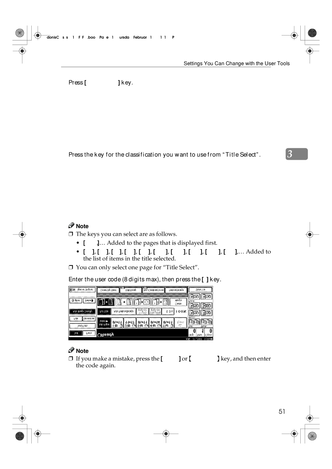 Savin 2545, 2335, 3502P, 4502P, 2535P, 2345 manual Press New Program key, You can only select one page for Title Select 