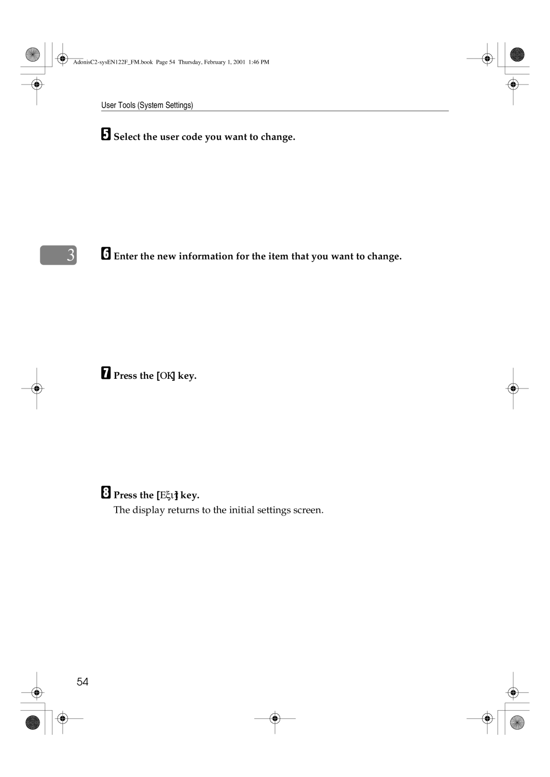 Savin 2345, 2335, 3502P, 2545, 4502P, 2535P manual Display returns to the initial settings screen 