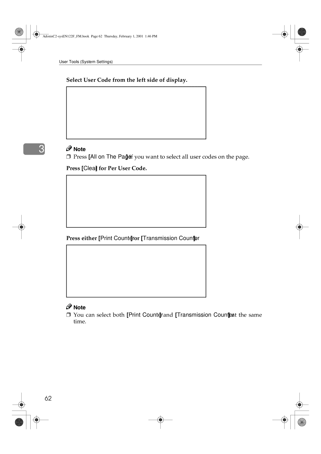 Savin 3502P, 2335, 2545, 4502P, 2535P, 2345 manual Select User Code from the left side of display, Press Clear for Per User Code 