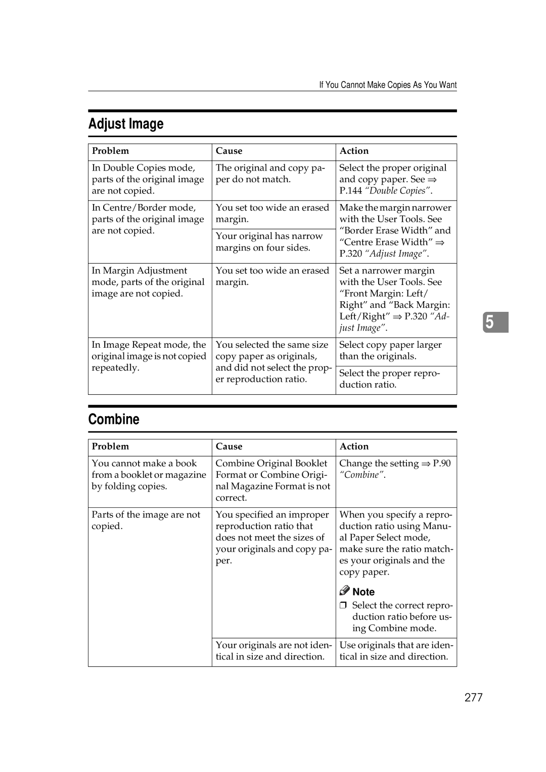 Savin 25105 operating instructions Adjust Image, Combine, 277 