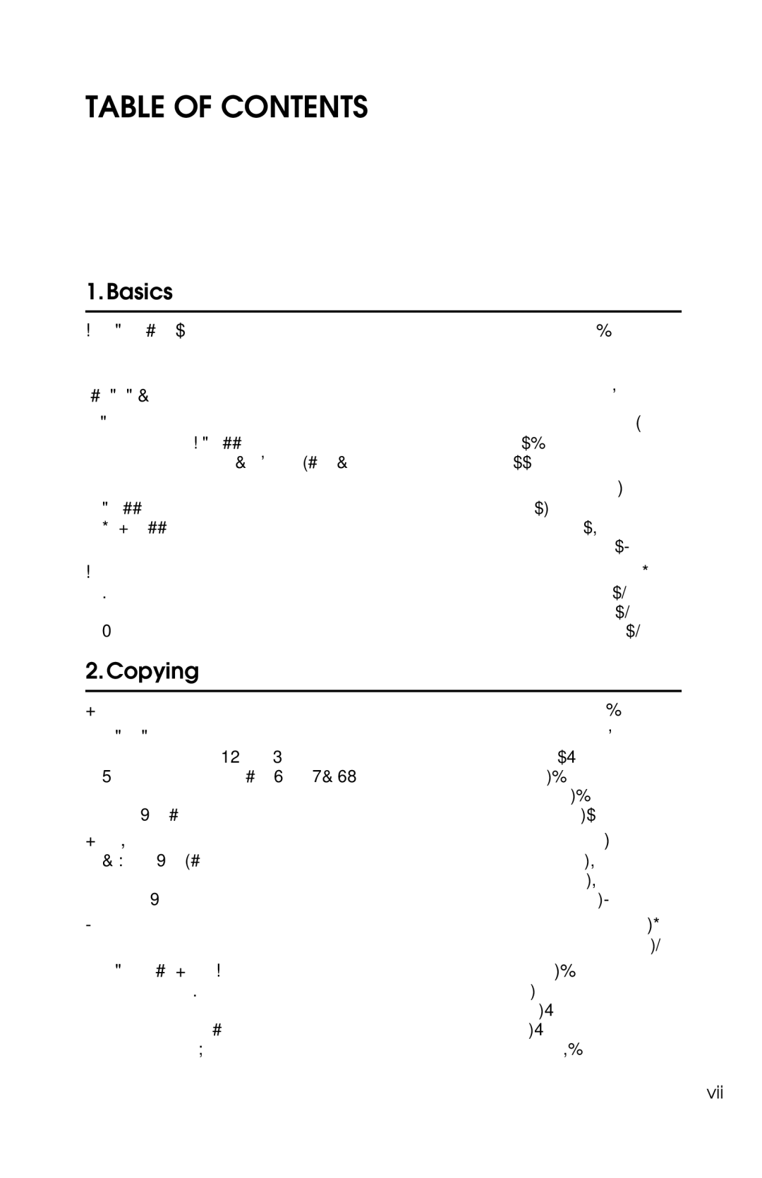 Savin 1302f, 2513f manual Table of Contents 