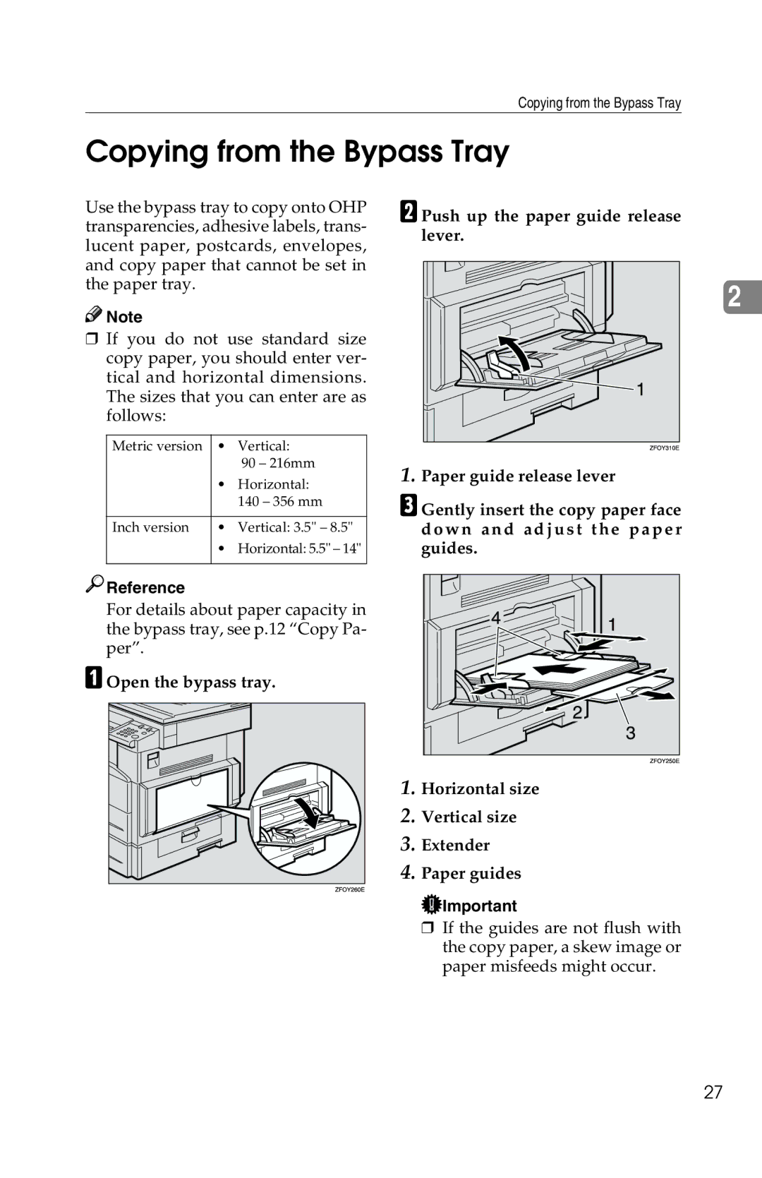 Savin 1302f, 2513f manual Copying from the Bypass Tray 