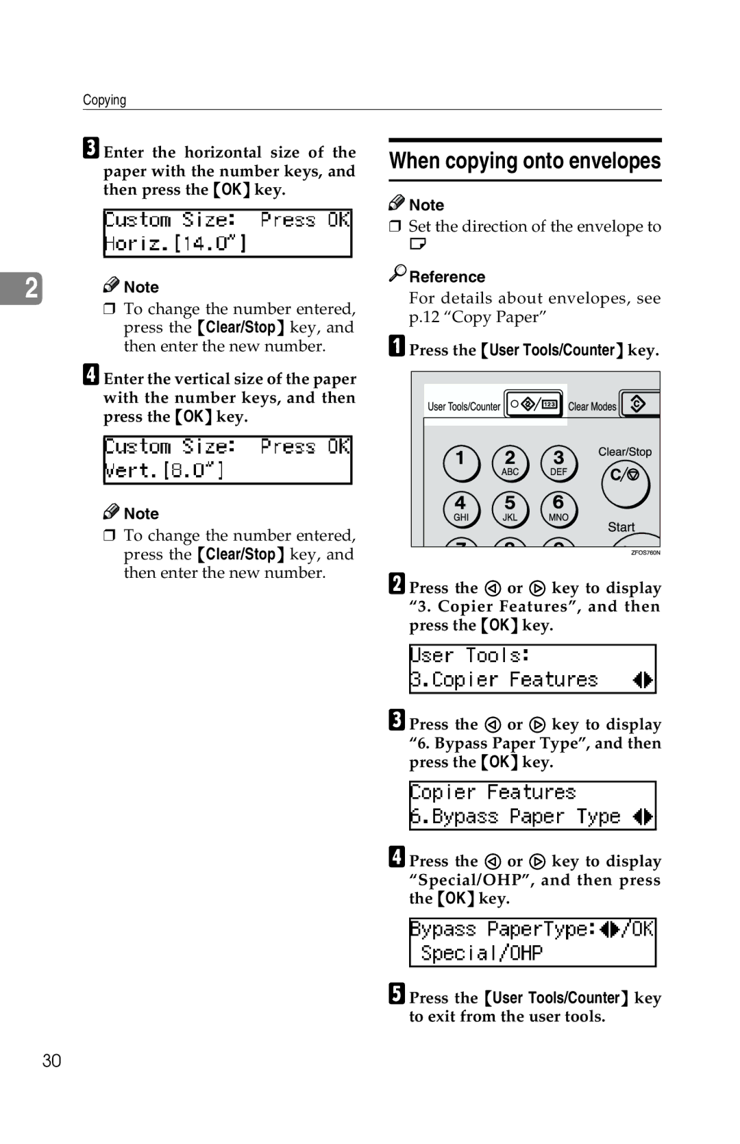 Savin 2513f, 1302f manual When copying onto envelopes 