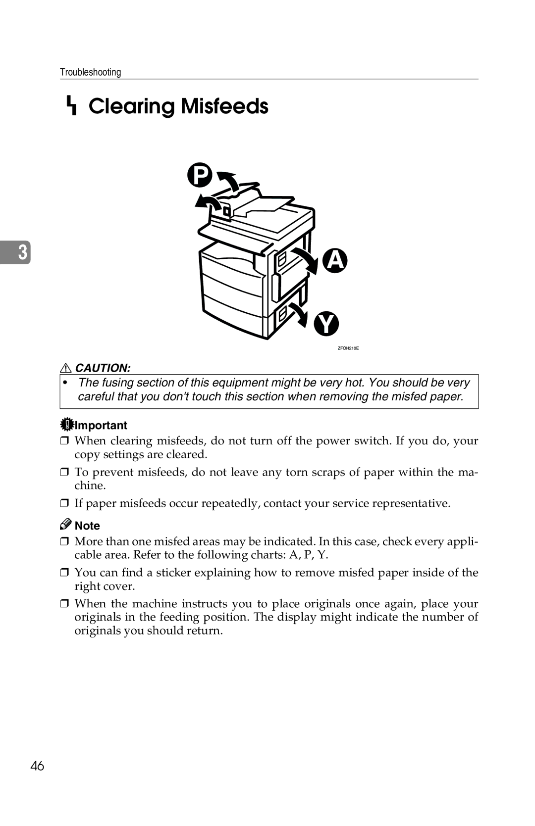 Savin 2513f, 1302f manual HClearing Misfeeds 