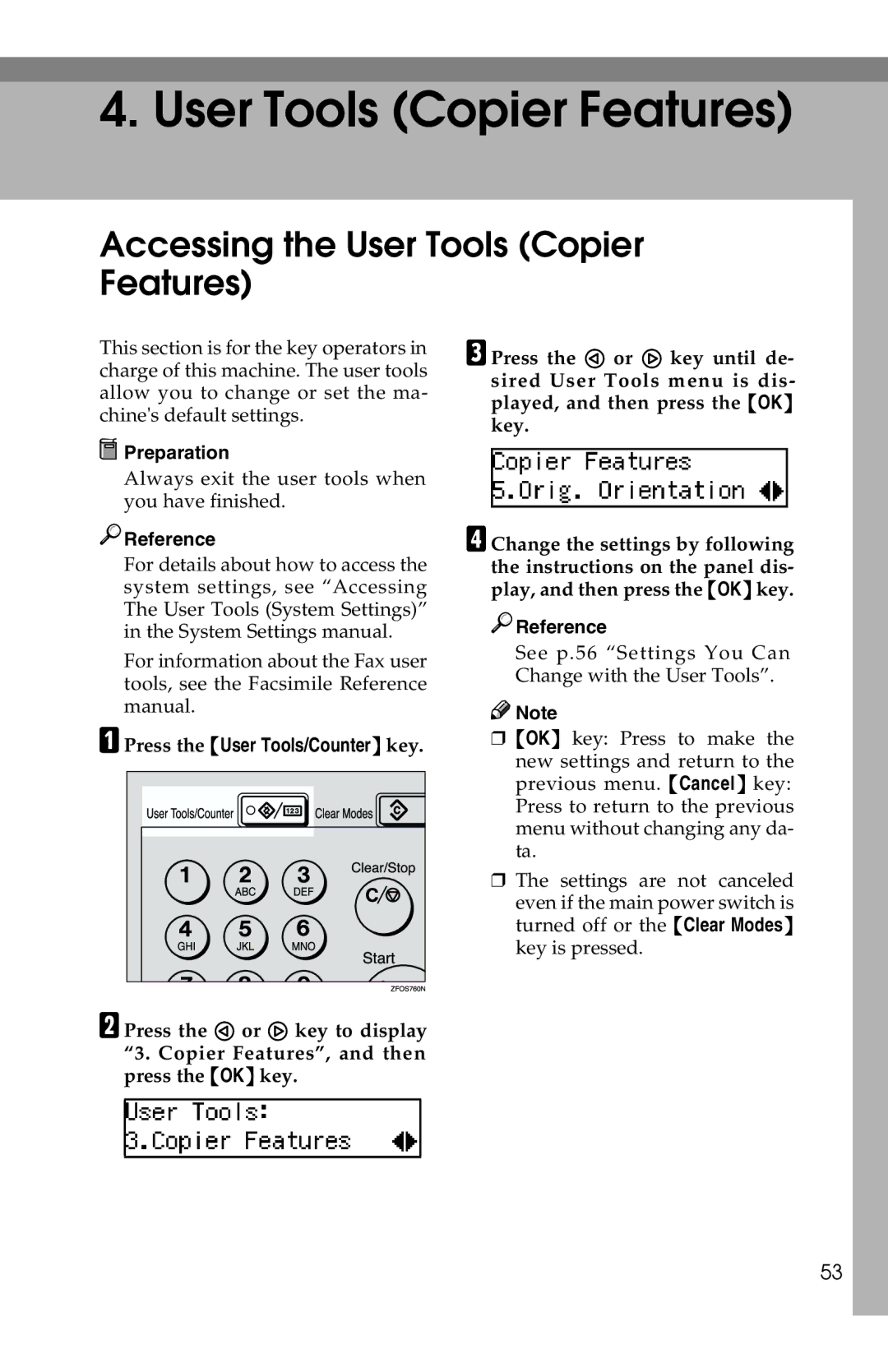 Savin 1302f, 2513f manual Accessing the User Tools Copier Features 