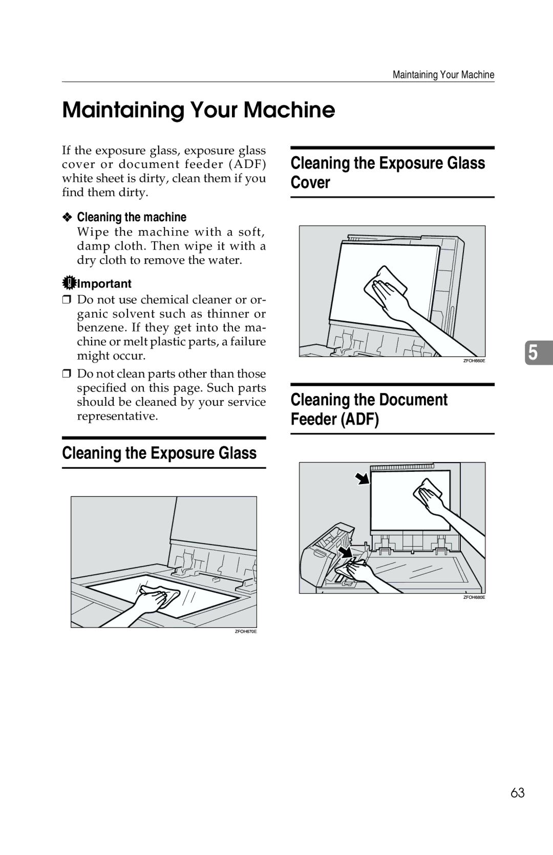 Savin 1302f, 2513f manual Maintaining Your Machine, Cleaning the machine 