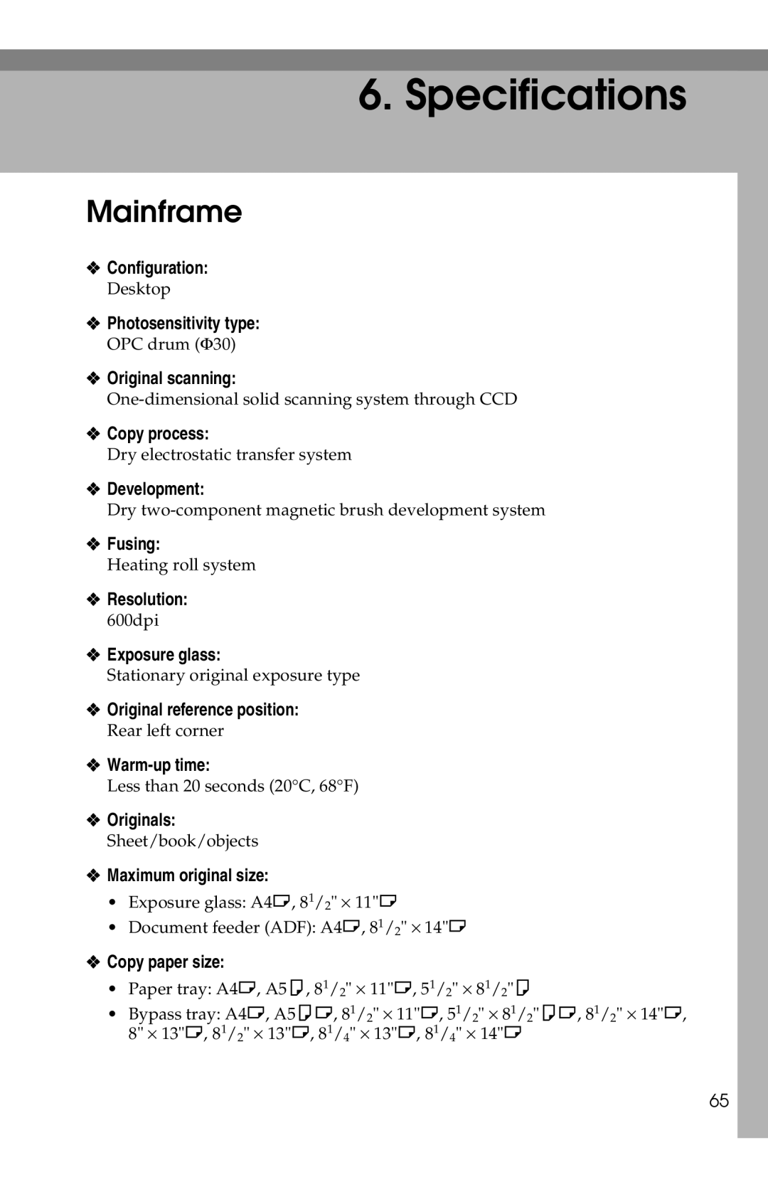 Savin 1302f, 2513f manual Mainframe 