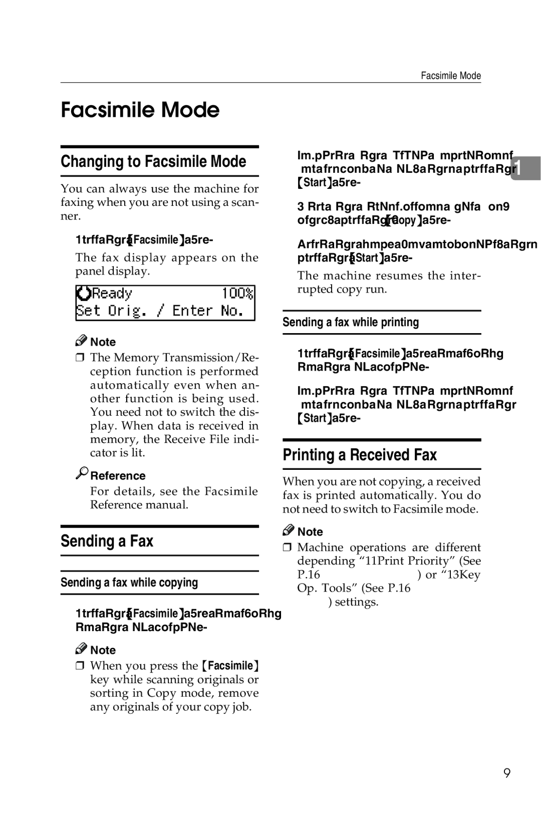 Savin 2515, 2518 manual Changing to Facsimile Mode, Sending a Fax, Printing a Received Fax 