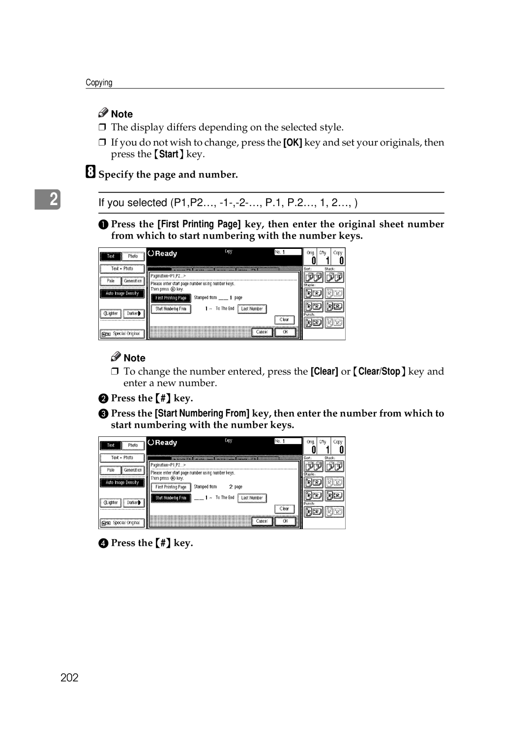 Savin 2555 manual If you selected P1,P2…, -1-,-2-…, P.1, P.2…, 1, 2…, 202 