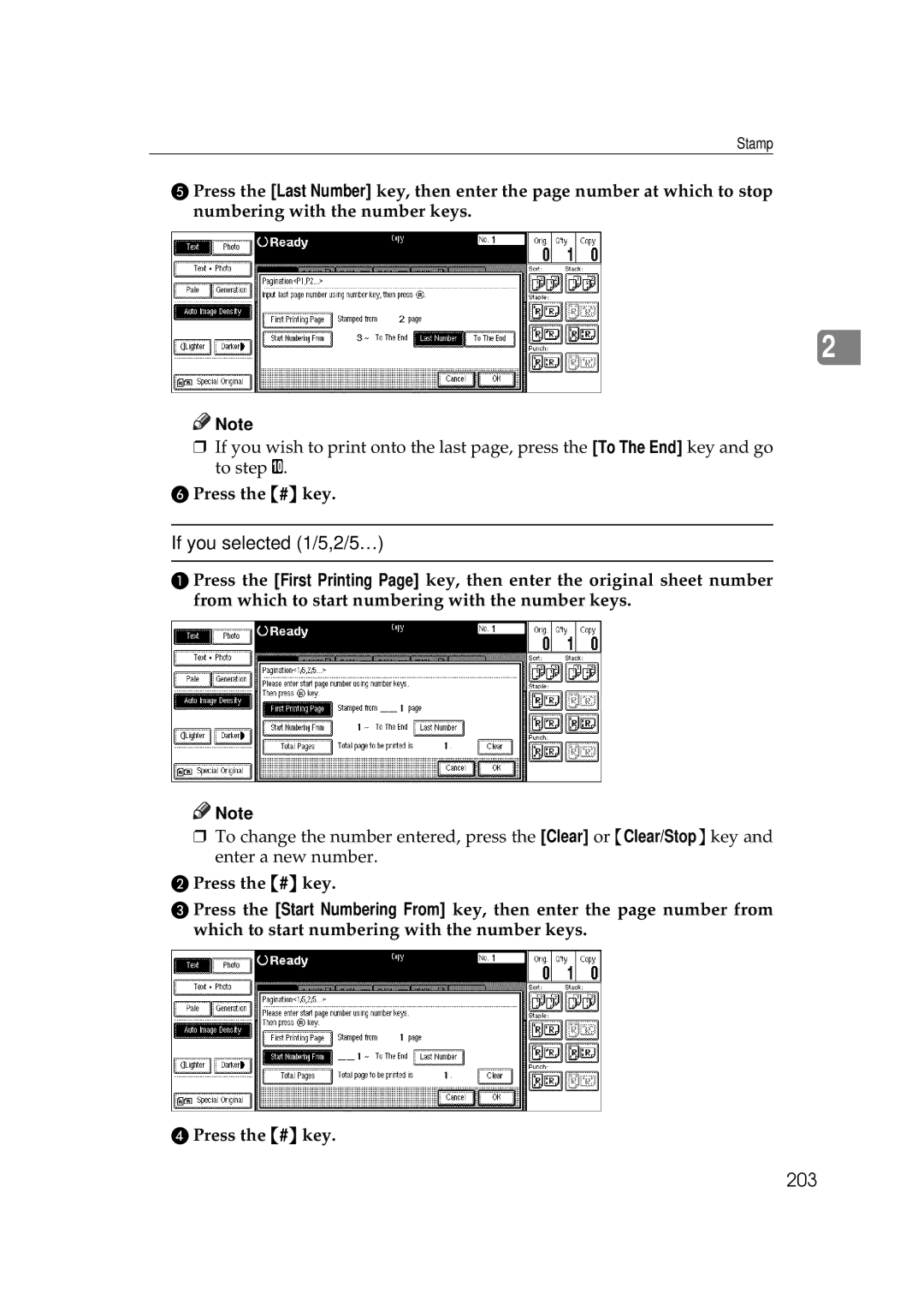 Savin 2555 manual If you selected 1/5,2/5…, 203 