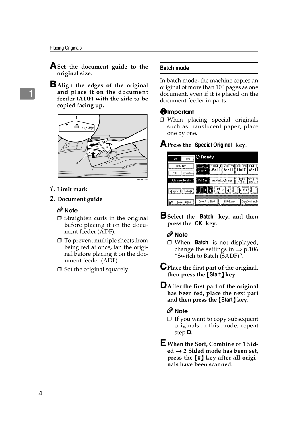 Savin 2575, 2565 specifications Batch mode, Select the Batch key, and then press the OK key 