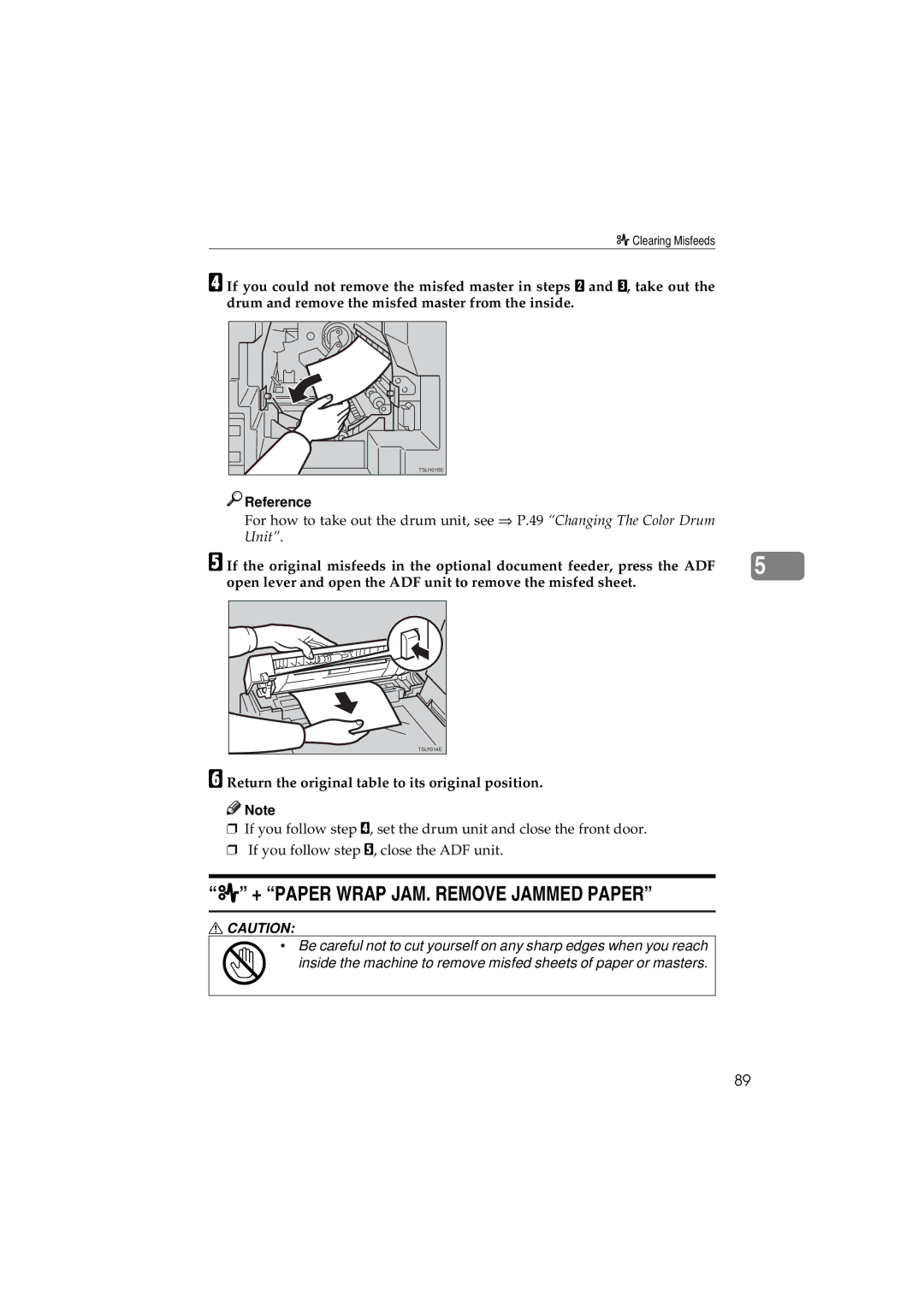 Savin 3150eDNP manual + Paper Wrap JAM. Remove Jammed Paper, Reference 