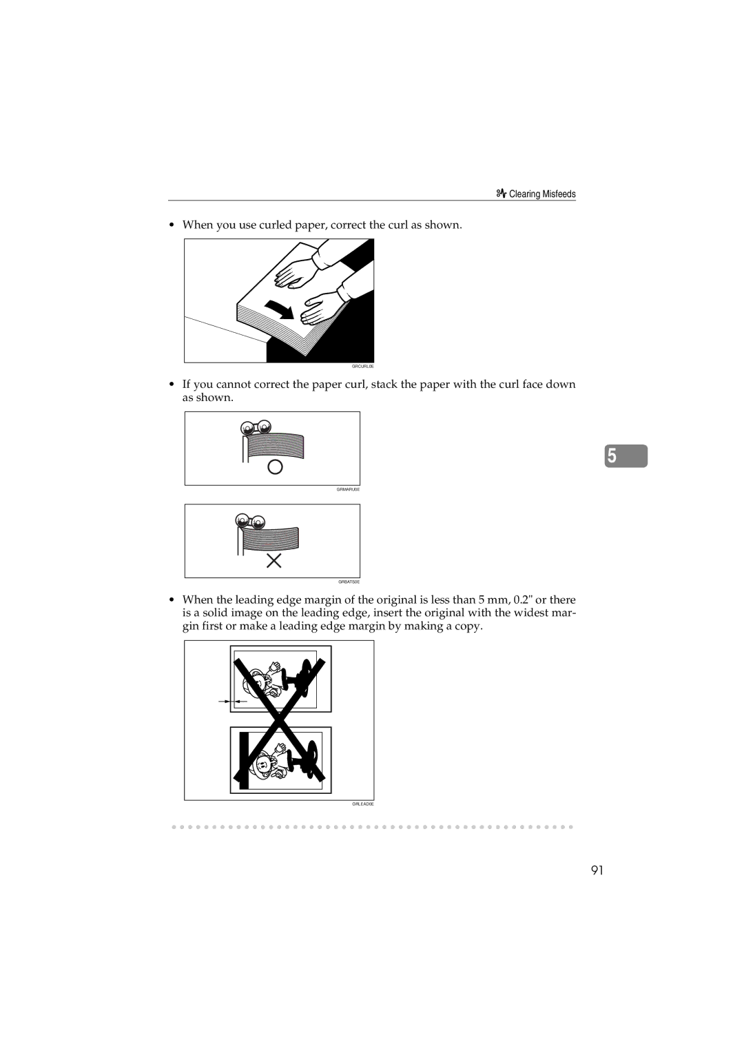 Savin 3150eDNP manual When you use curled paper, correct the curl as shown 