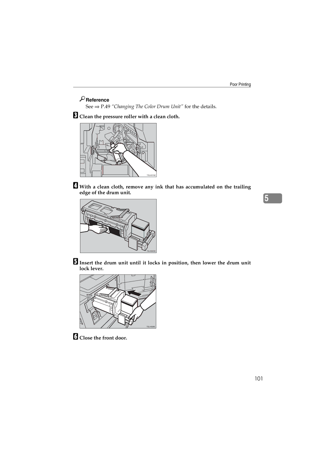 Savin 3150eDNP manual Reference, Clean the pressure roller with a clean cloth 