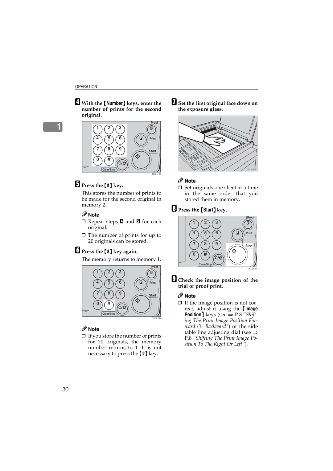 Savin 3150eDNP manual Set the first original face down on the exposure glass, Press the # key again 