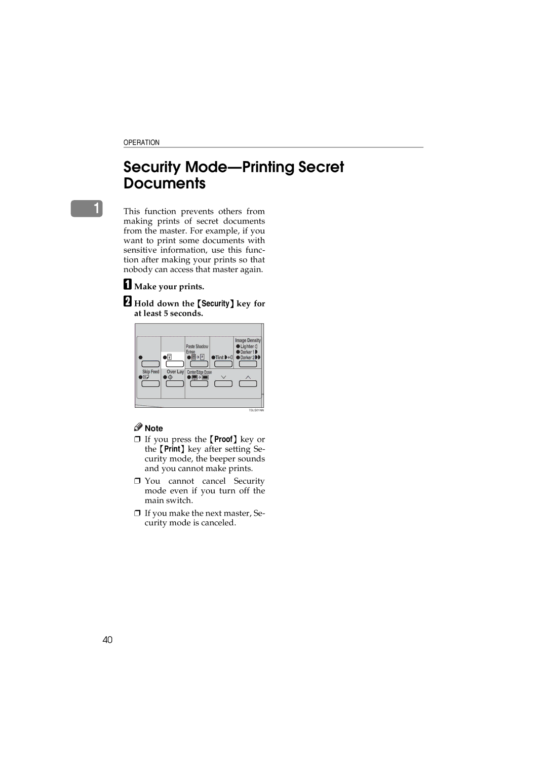 Savin 3150eDNP manual Security Mode-Printing Secret Documents 