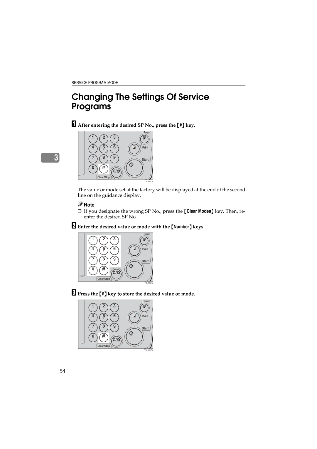 Savin 3150eDNP manual Changing The Settings Of Service Programs, After entering the desired SP No., press the # key 