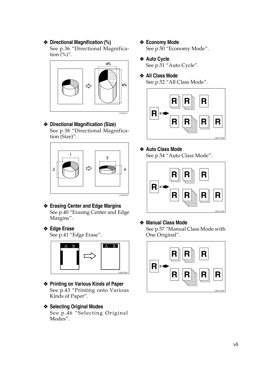 Savin 3360DNP Directional Magnification %, Directional Magnification Size, Erasing Center and Edge Margins, Edge Erase 