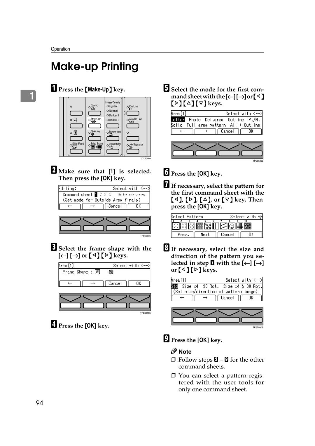 Savin 3360DNP operating instructions Make-up Printing, Press the Make-Upkey 