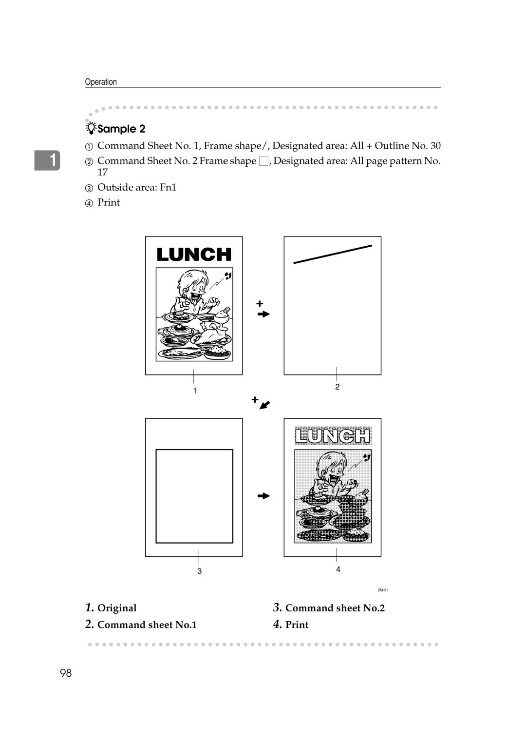 Savin 3360DNP operating instructions Original Command sheet No.1, Command sheet No.2 Print 