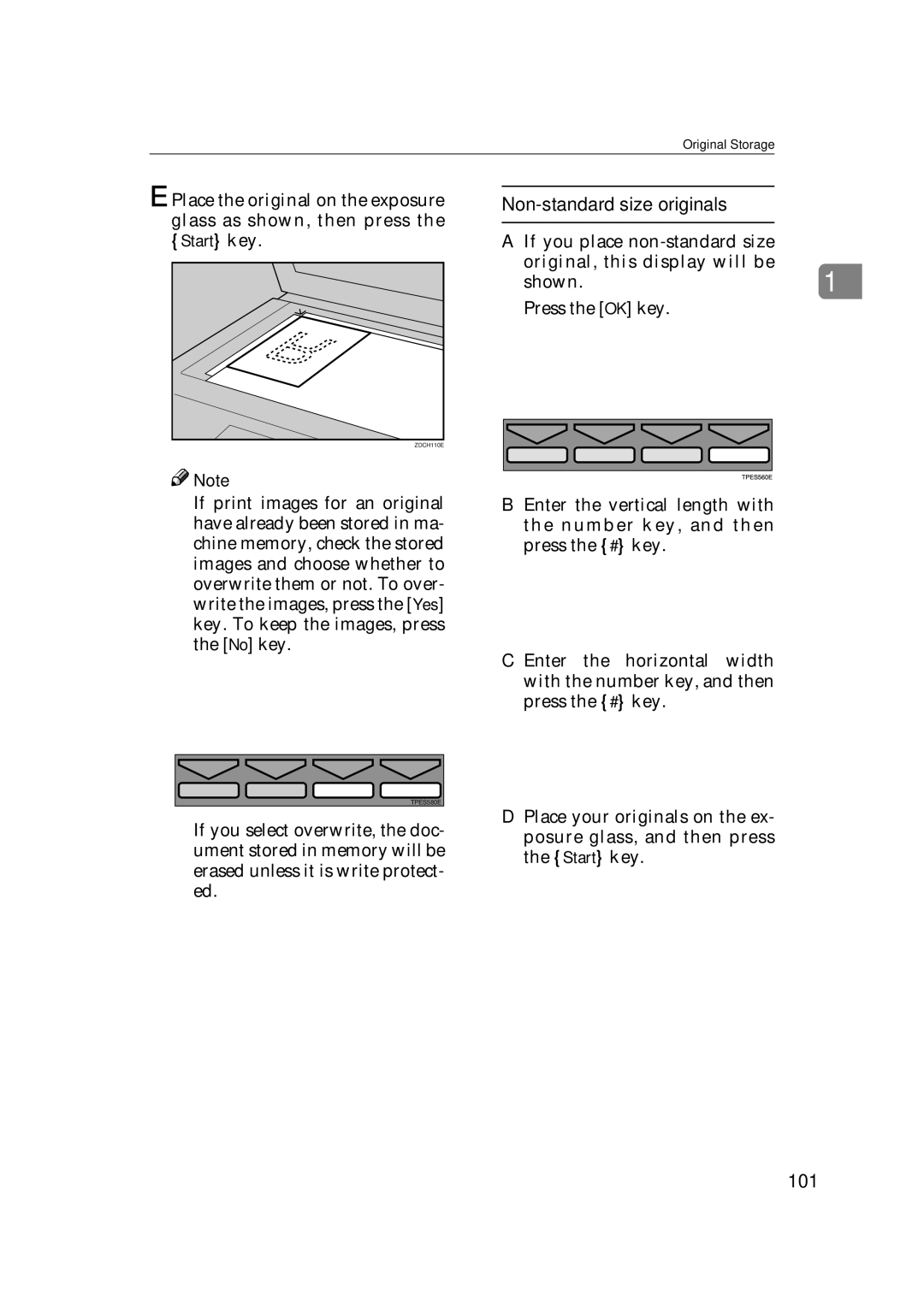 Savin 3360DNP operating instructions Non-standard size originals, 101 