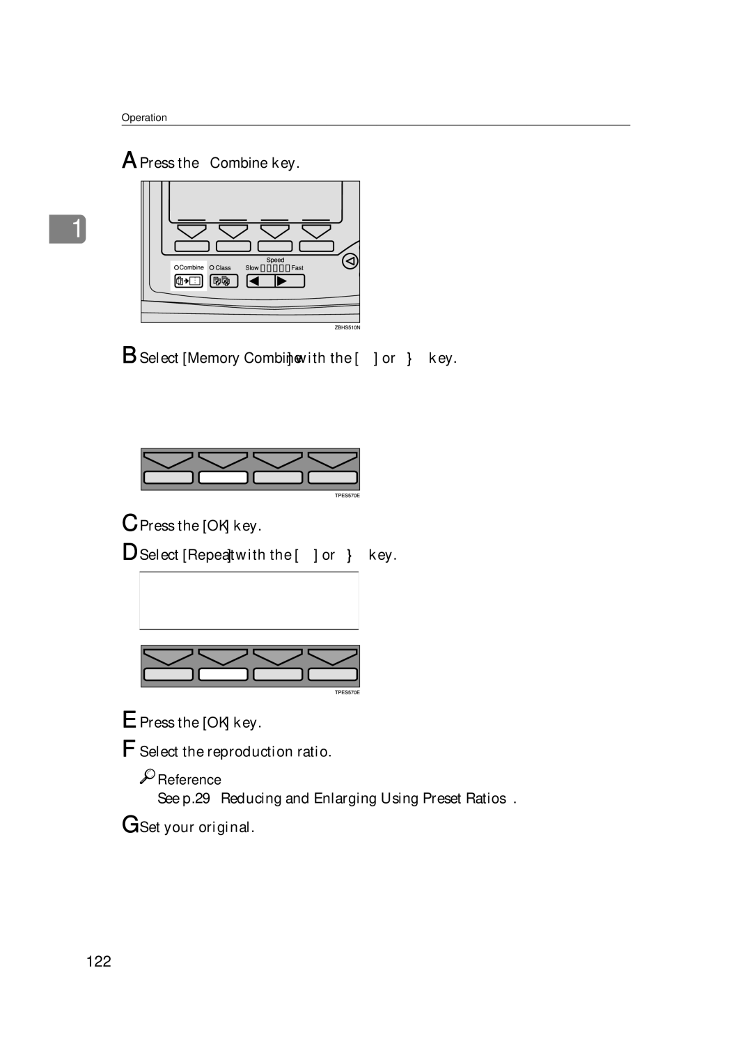 Savin 3360DNP operating instructions 122, Set your original 